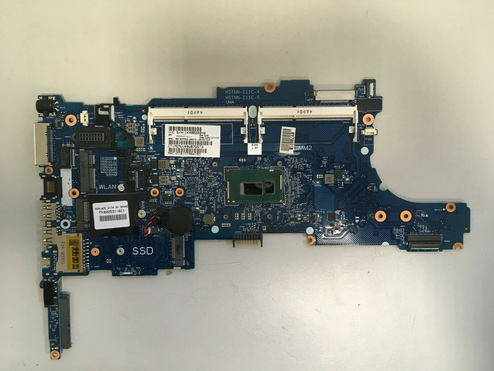 New HP EliteBook 840 740 850 750 G1 motherboard UMA i5-4210U 802531-001