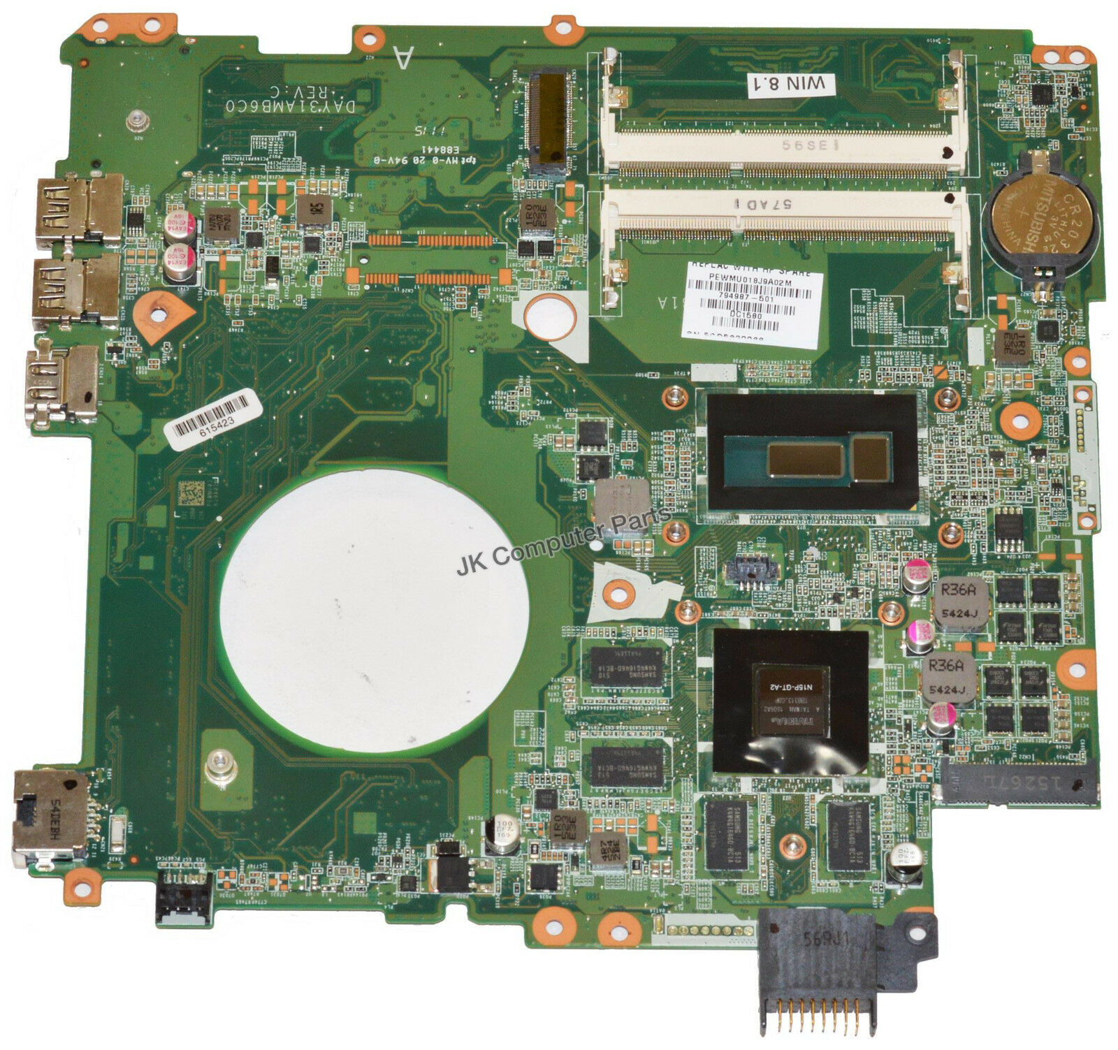 HP Envy 15-K2 Laptop Motherboard 850M/4GB w/ i7-5500U 2.4GHz CPU 794987-501 Compatible Model: Envy 15-K2 CPU