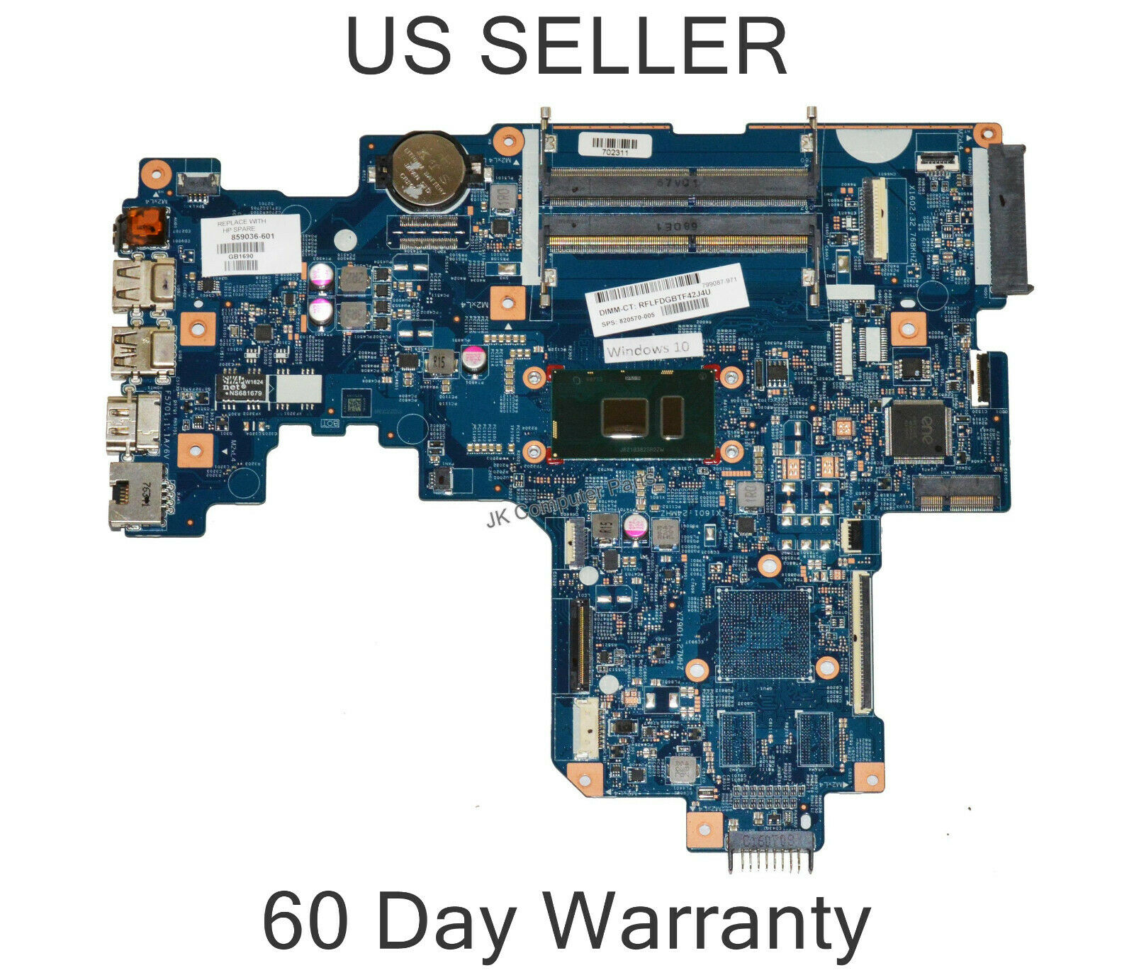 HP 17-X Laptop Motherboard w/ Intel i3-7100U 2.40Ghz CPU 859036-601 Socket Type: Integrated CPU Brand: HP M