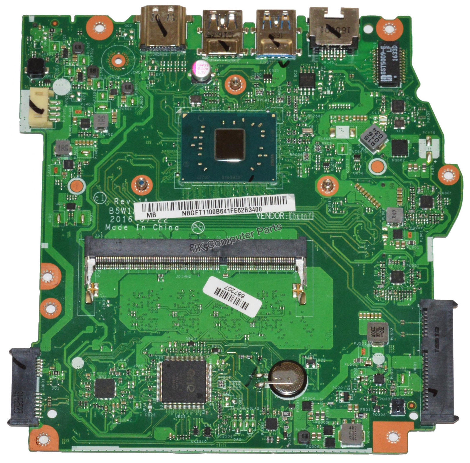 Acer ES1-533 Laptop Motherboard w/ Intel Celeron N3350 1.1Ghz CPU NB.GFT11.00B Brand: Acer Compatible CPU - Click Image to Close