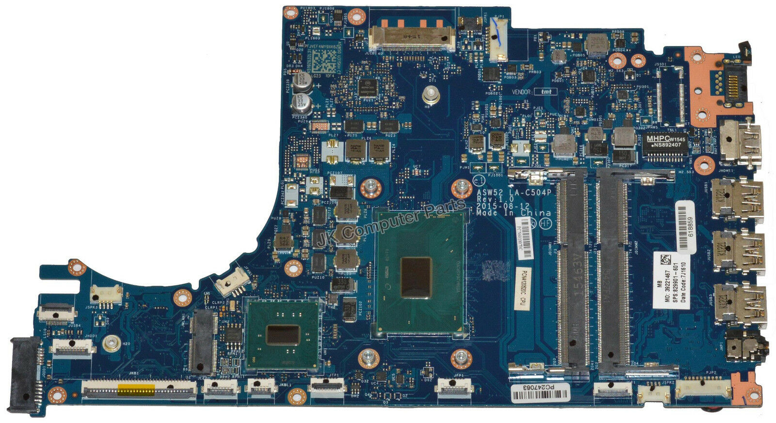 HP Envy 15-1000 Laptop Motherboard 4GB w/ i7-6700HQ 2.60Ghz CPU 829901-601 Brand: HP Compatible CPU Brand:
