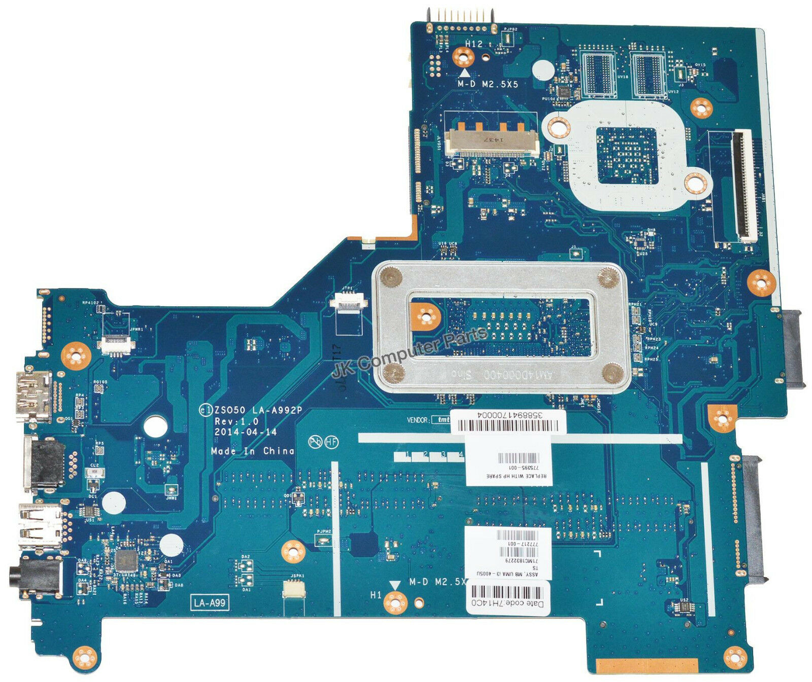 HP 15-R Laptop Motherboard TS w/ Intel i3-4005U 1.7Ghz CPU ZSO50 775395-001 Brand: HP Compatible CPU Brand