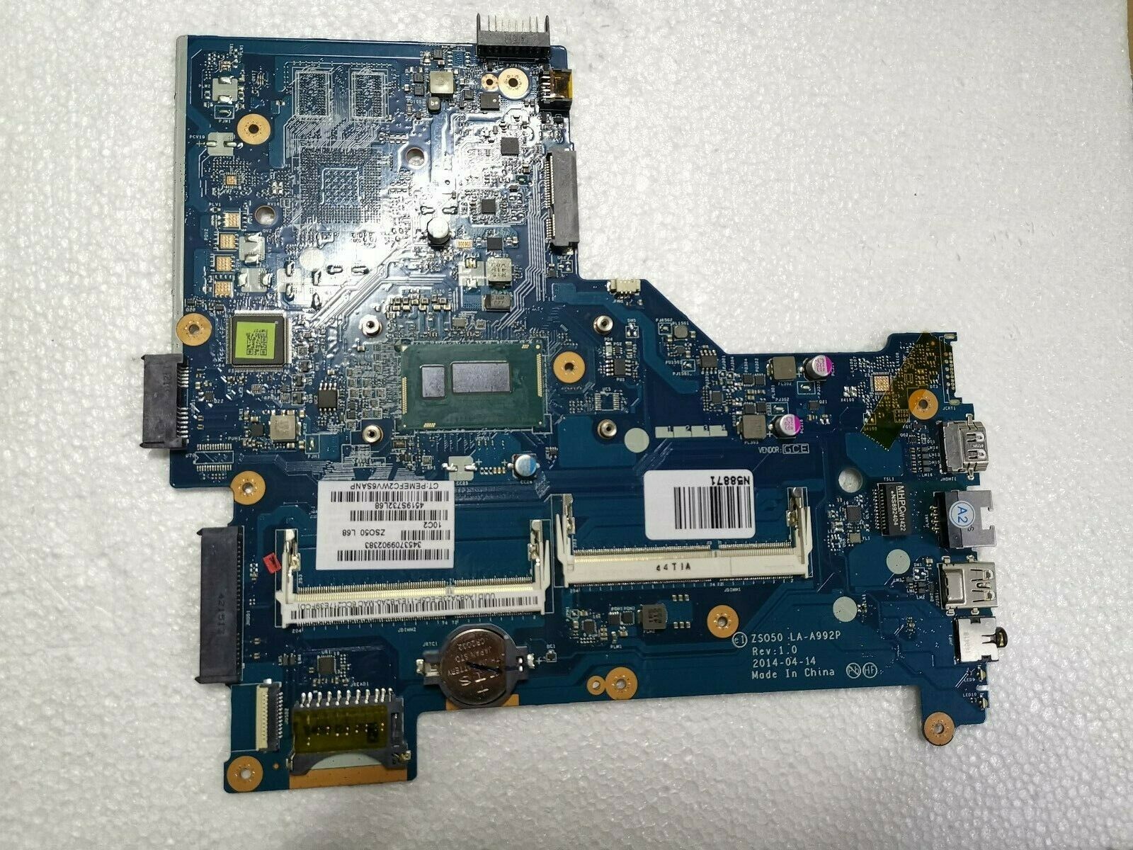 HP 15-R 784567-501 Laptop Motherboard LA-A992P With SR1EB ZSO50 i7-4510U MPN: 784567-501 Brand: HP UPC: - Click Image to Close