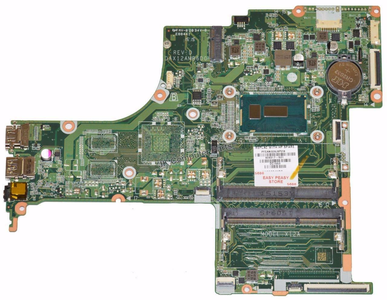 HP Pavilion Notebook 17-G0 Laptop Motherboard w/ i3-5010U 2.1Ghz CPU DAX12AMB6D0 Brand: HP Compatible CPU