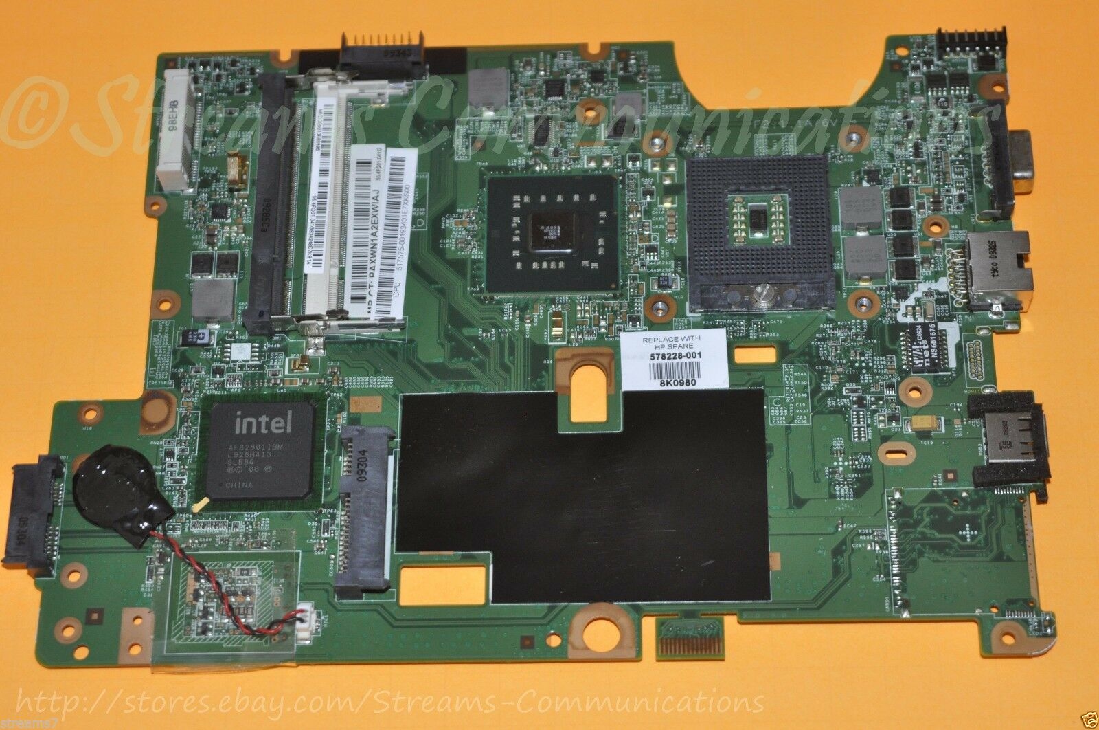 HP Compaq Presario CQ60, CQ60-615DX INTEL Laptop Motherboard 578228-001 Brand: HP Number of Memory Slots: 2