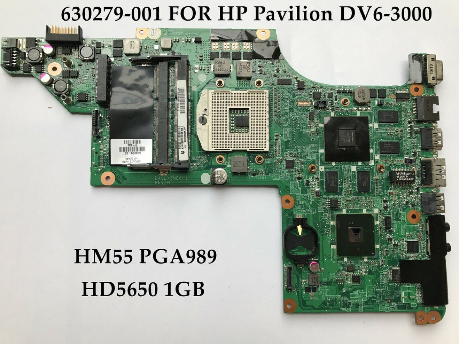 HP DV6 DV6T DV6-3100 Series Intel HM55 5650/1G Motherboard 630279-001 Test Good Compatible CPU Brand: Intel