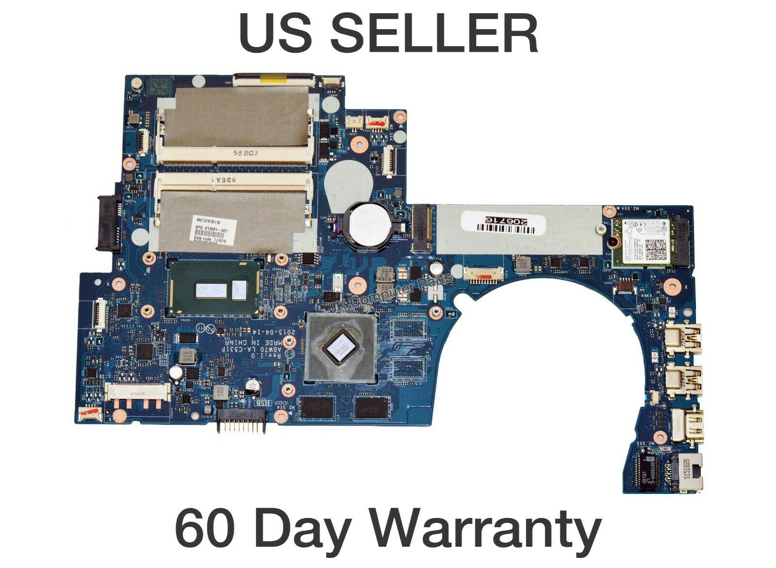 HP Envy M7-N Laptop Motherboard 940M/2GB w/ Intel i7-5500U 2.5Ghz CPU 813681-501 CPU Speed: 2.5 GHz MPN: 8