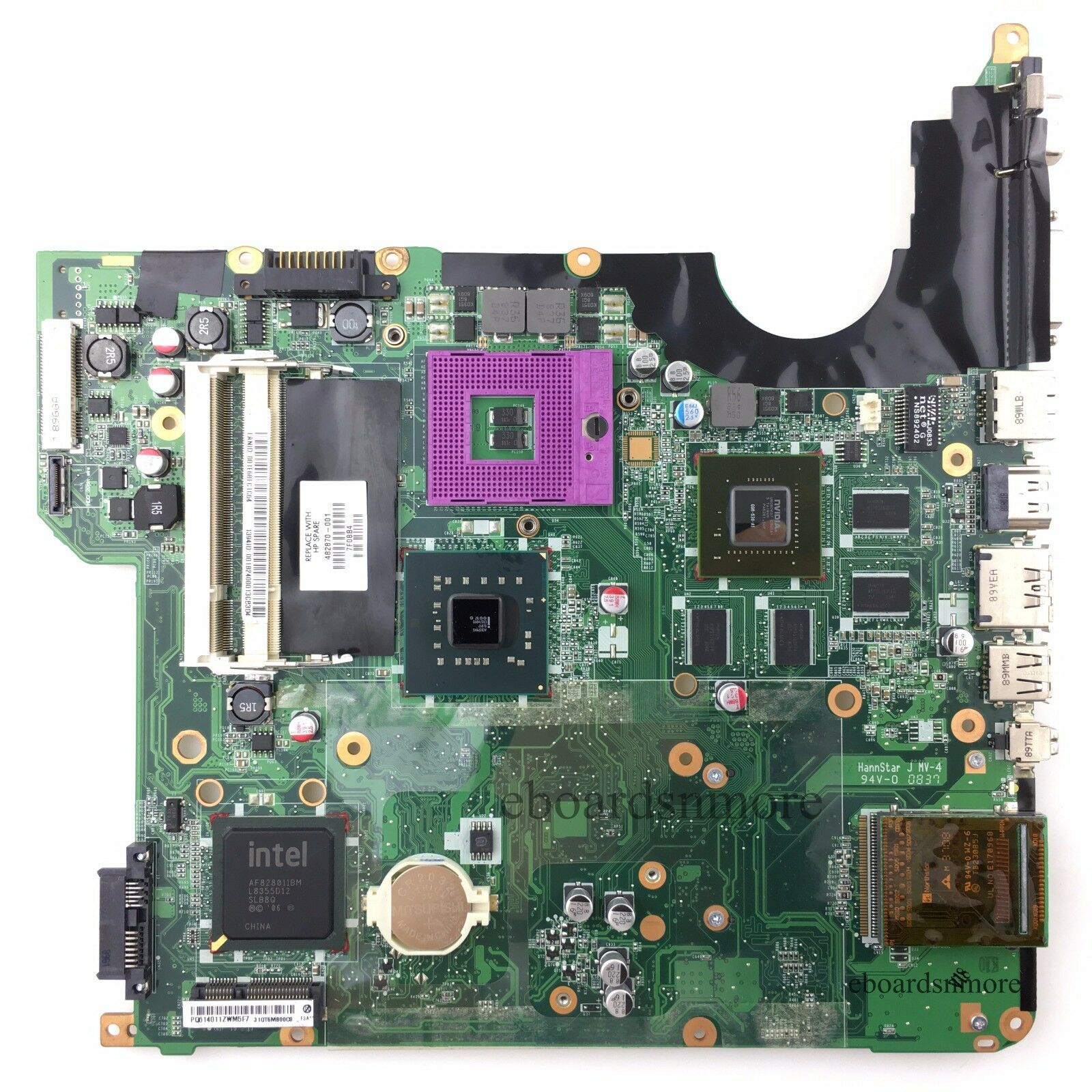 482870-001 Intel PM45 Motherboard for HP DV5-1000 Laptops, nVidia G96-630-A1, A Socket Type: Socket 478/N MP - Click Image to Close