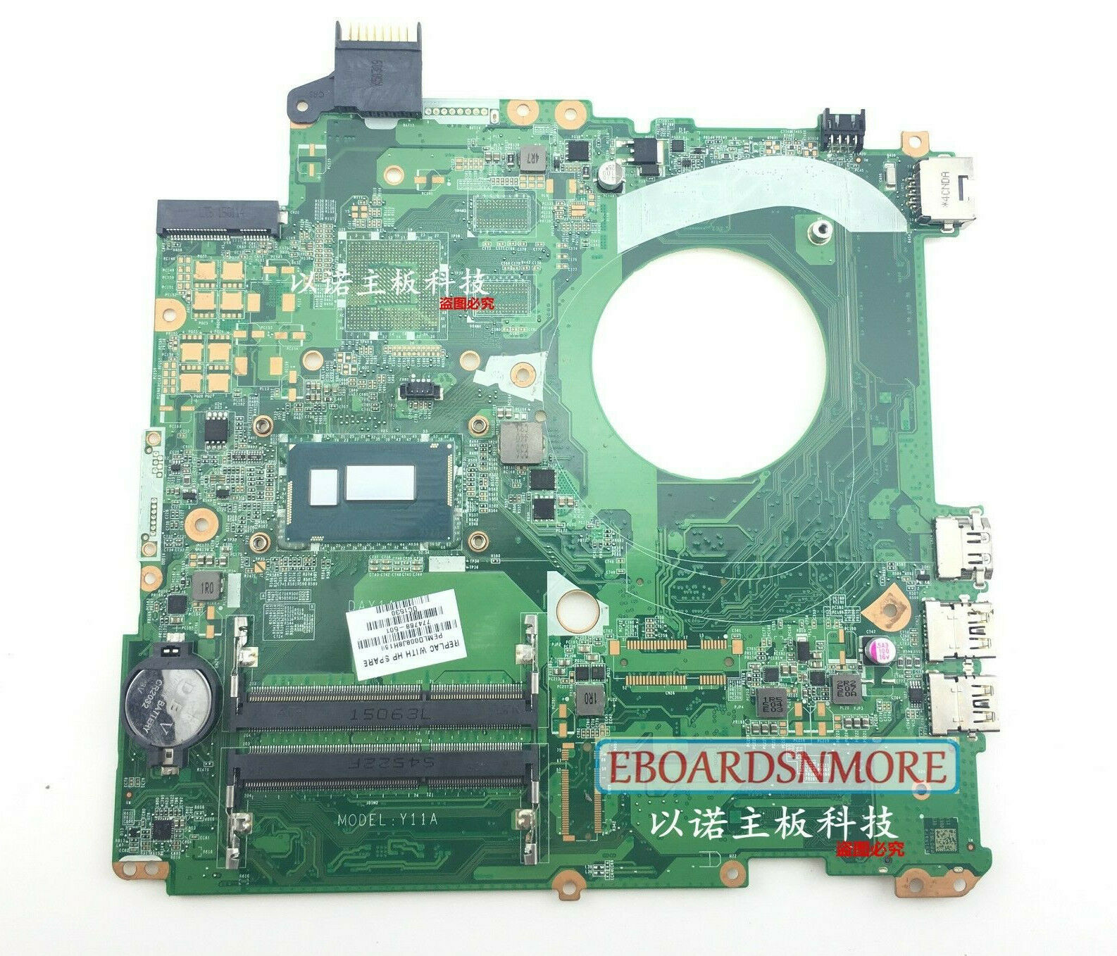 774768-501 MOTHERBOARD for HP 15-P Laptops, DAY11AMB6E0, incl SR1EN I3-4030U CPU Compatible CPU Brand: Int