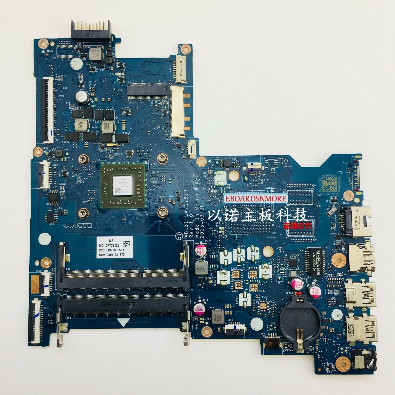 813968-001 813968-501 HP 15-AF Series Laptop Motherboard Mainboard A6-6310M Compatible CPU Brand: AMD Featu