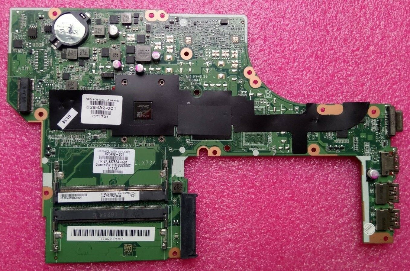 828432-001 AMD Motherboard for HP 455 G3 Laptop, DAX73AMB6E1 REV:E, CN Loc A Compatible CPU Brand: Intel Nu - Click Image to Close