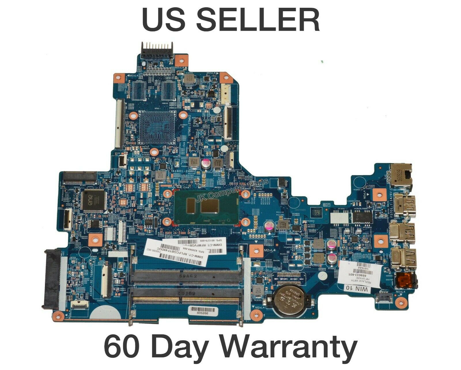 HP 17-X Laptop Motherboard w/ Intel i5-7200U 2.5Ghz CPU 859033-601 CPU Speed: 2.5 GHz Capacity per Module: