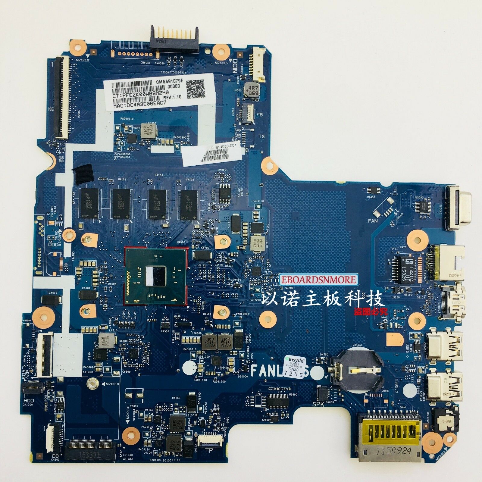 HP Pavilion 14 14-AC159NR laptop motherboard SR29H N3050 CPU 4GB 814050-001 Compatible CPU Brand: Intel Fe - Click Image to Close