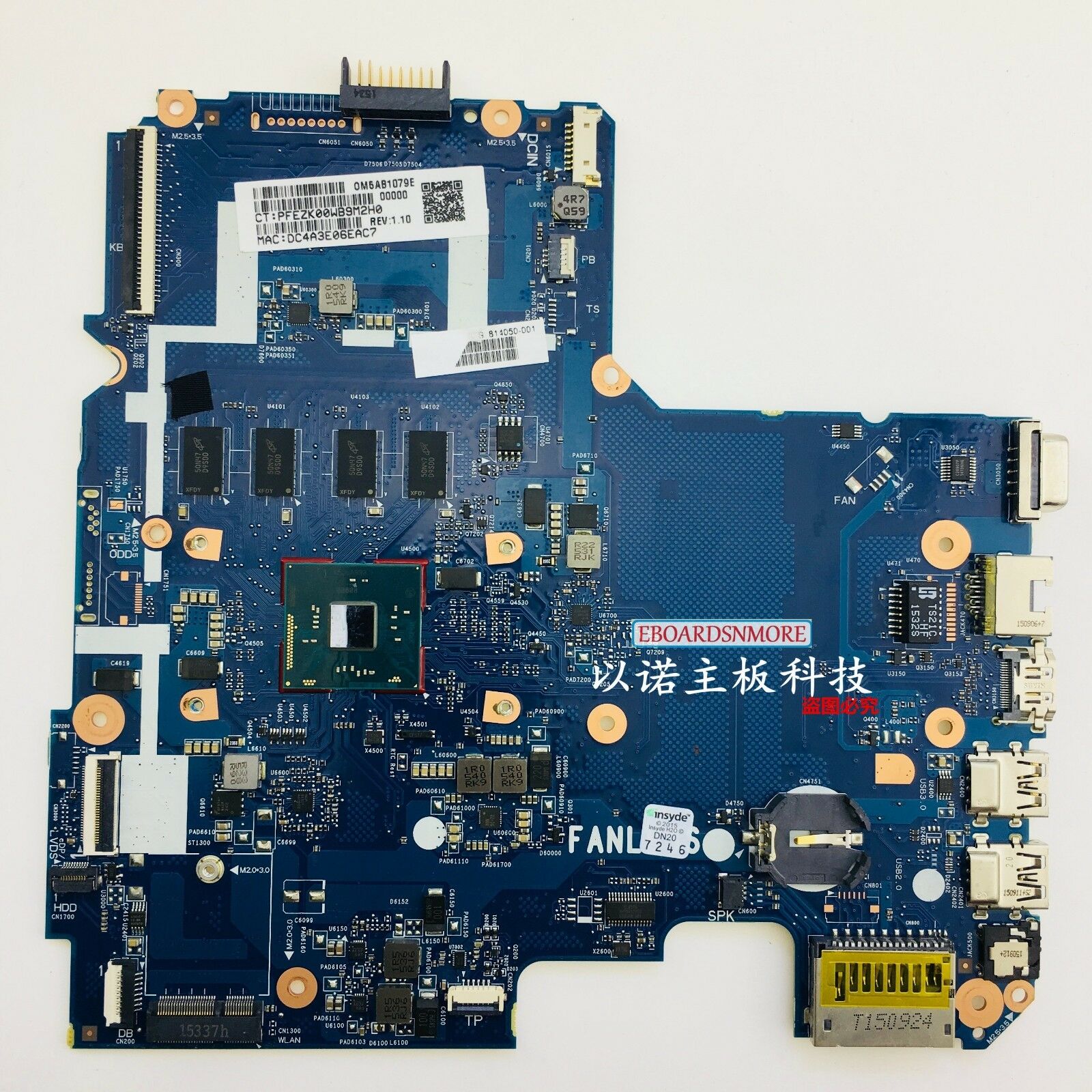 HP Pavilion 14 14-AC159NR laptop motherboard SR29H N3050 CPU 4GB 814050-001 Compatible CPU Brand: Intel Fe