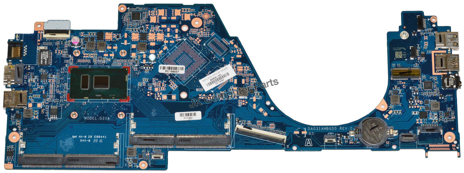 HP 14-AL062NR Laptop Motherboard w Intel i5-6200U 2.3GHz CPU DAG31AMB6D0 CPU Speed: 2.3GHz Compatible CPU B