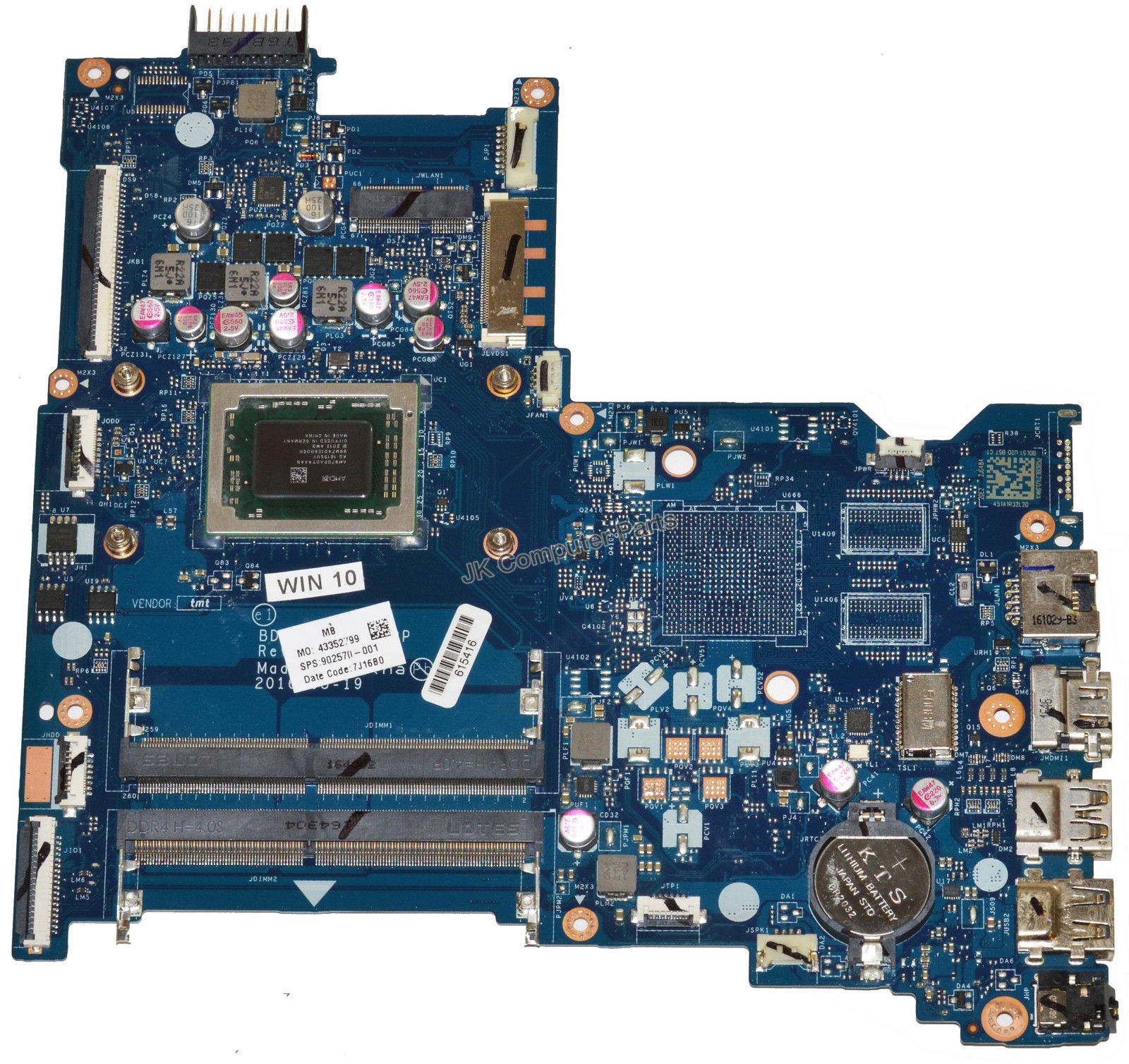 HP 15-BA 15-AB Laptop Motherboard w/ AMD A12-9700P 2.5Ghz CPU 902570-001 CPU Speed: 2.5Ghz Compatible CPU Br