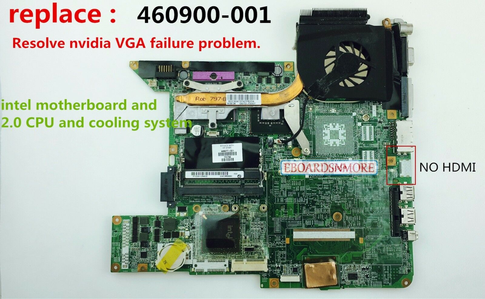 HP DV6000 DV6700 INTEL 965 Motherboard +cpu+heatsink, replaces AMD 460900-001, A Memory Type: See descripti