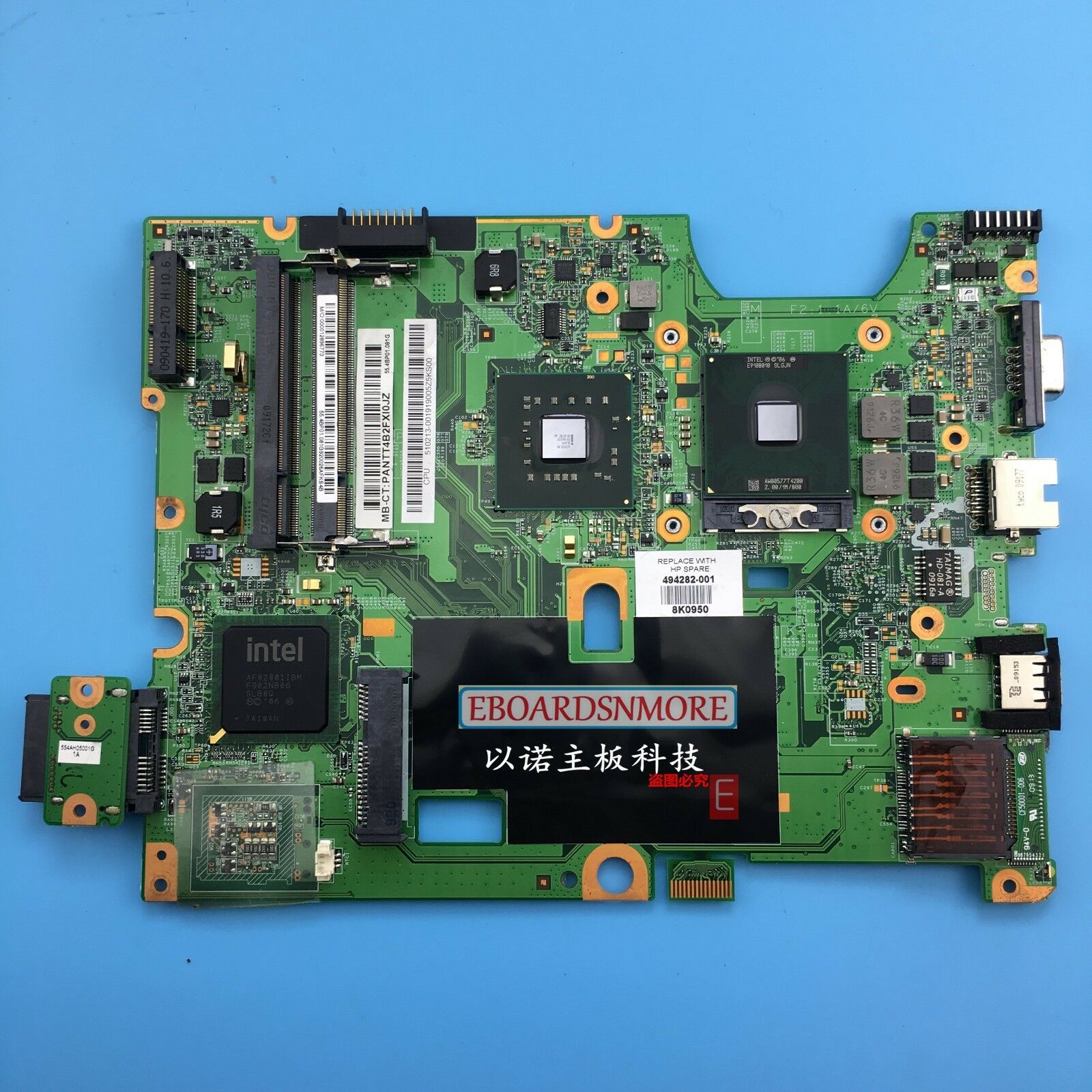 494282-001 48.4H501.041 HP Compaq G50 CQ50 CQ60 G60 laptop motherboard DDR2 Compatible CPU Brand: Intel GM4